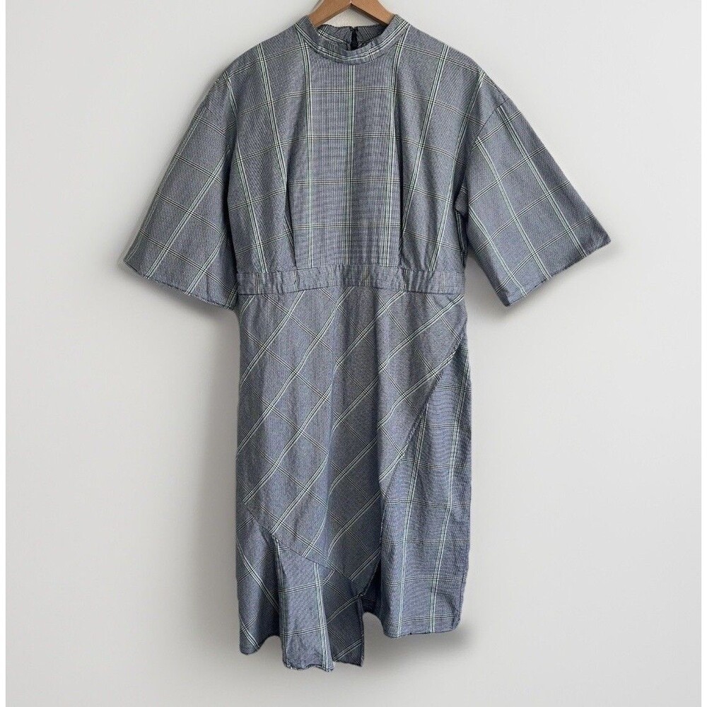 Who What Wear Sz XL Micro Houndstooth Asymmetrical Dress